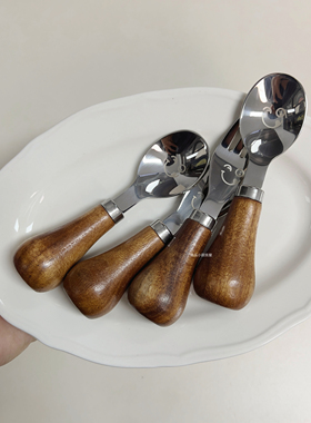 笑脸可站立辅食勺304不锈钢手柄相思木勺餐具小勺挖勺家用餐勺