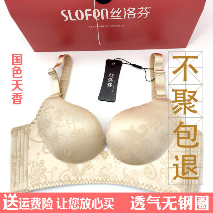 丝洛芬无钢圈文胸聚拢性感收副乳防下垂无痕胸罩国色天香芒果拉绒
