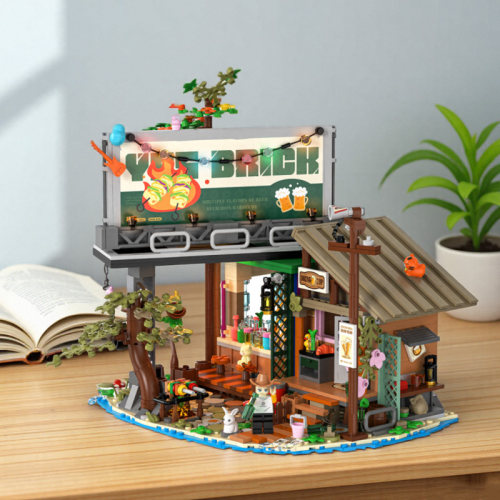 砖也新款码头酒吧小屋建筑积木