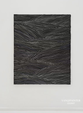 高级感纯手绘抽象线条油画装饰画