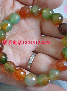 天然孔雀石玛瑙手链花色条纹古典