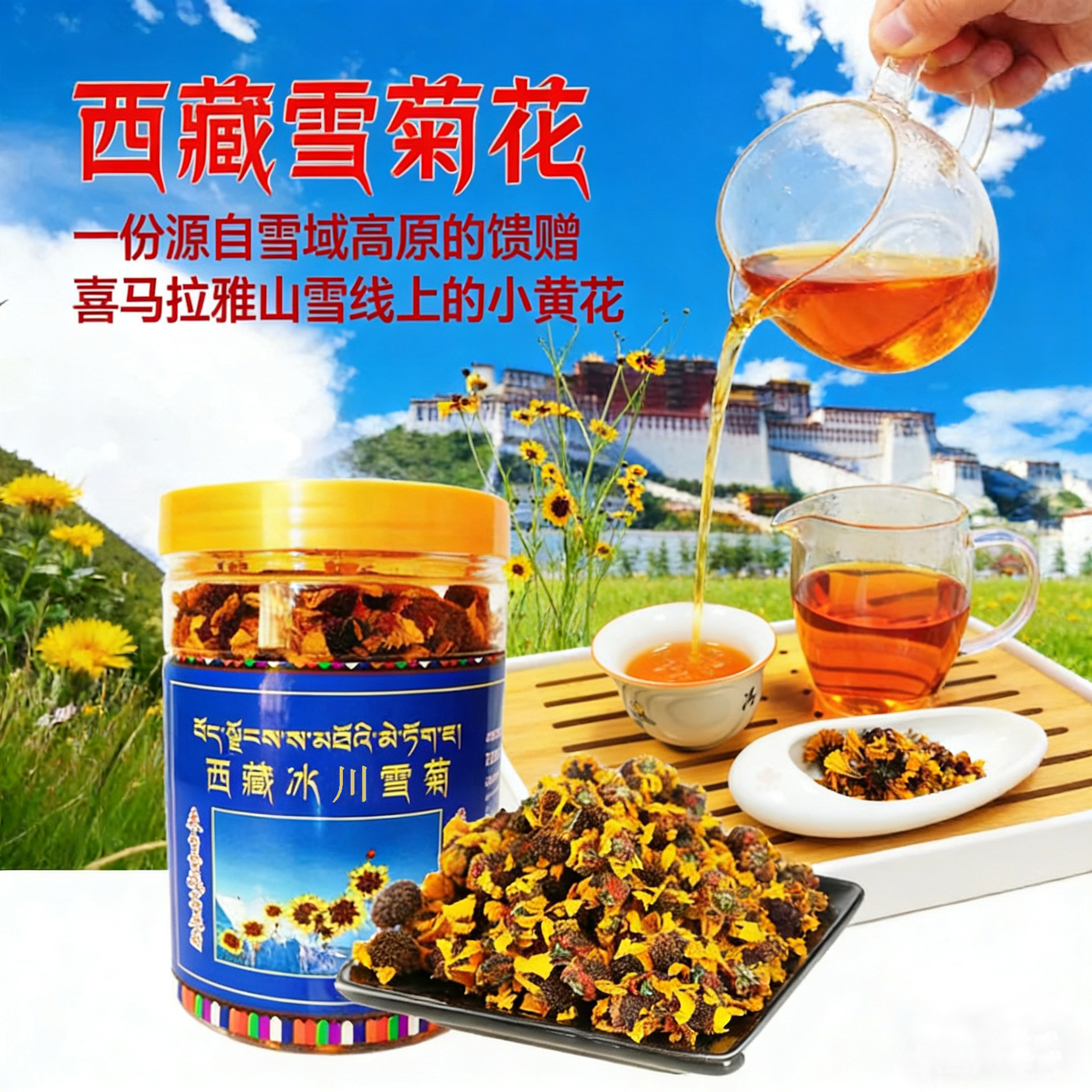 西藏特产冰山雪菊整朵瓶装泡水林芝特产昆仑雪菊林芝冰川雪菊菊花