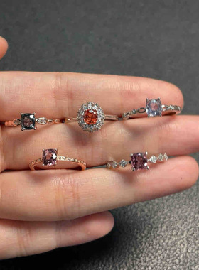 天然尖晶石戒指女款925银镶嵌时尚个性百搭饰品礼物碧玺3125款