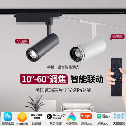 智能led轨道灯射灯homekit已接入米家涂鸦调光调色调焦美术馆照画