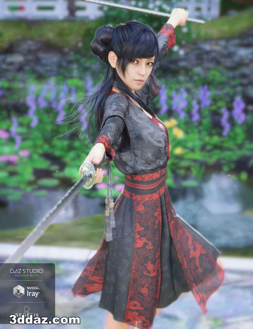 daz 3d 服装 dforce hanfu dress for genesis 8 female(s)