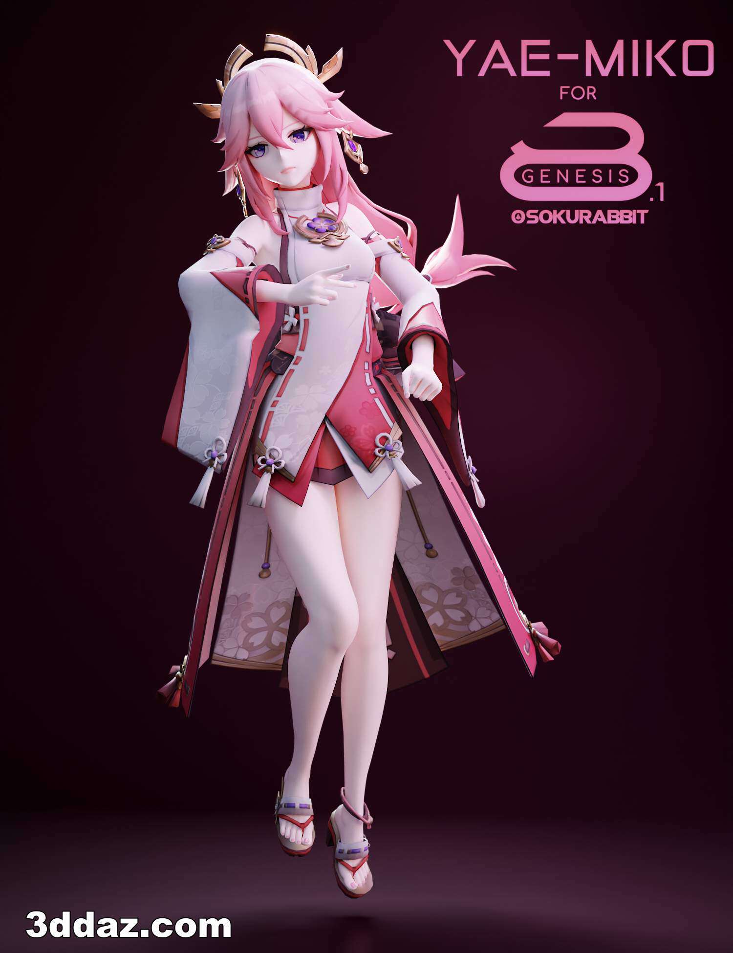 daz资源合集 yae-miko  游戏卡通美少女体型,发型,服装[非im]