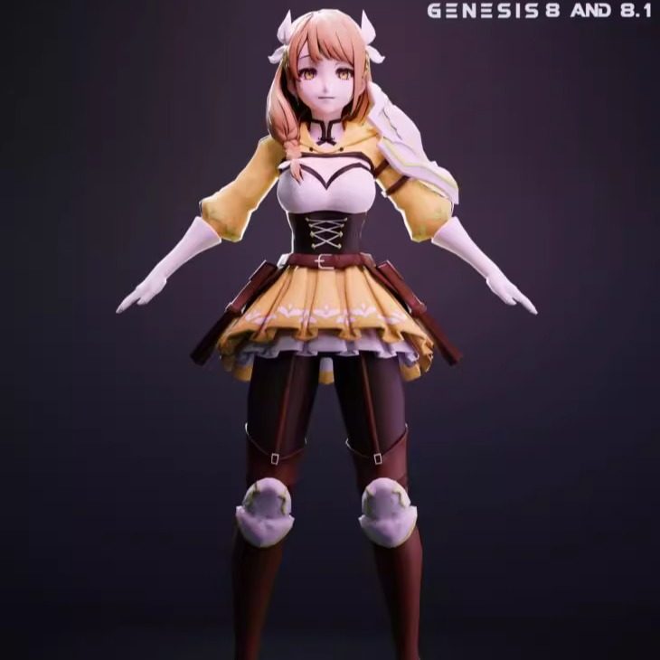 DAZ资源 Goldmary For G8 ,G8.1卡通少女 含体型,发型,服装 非IM