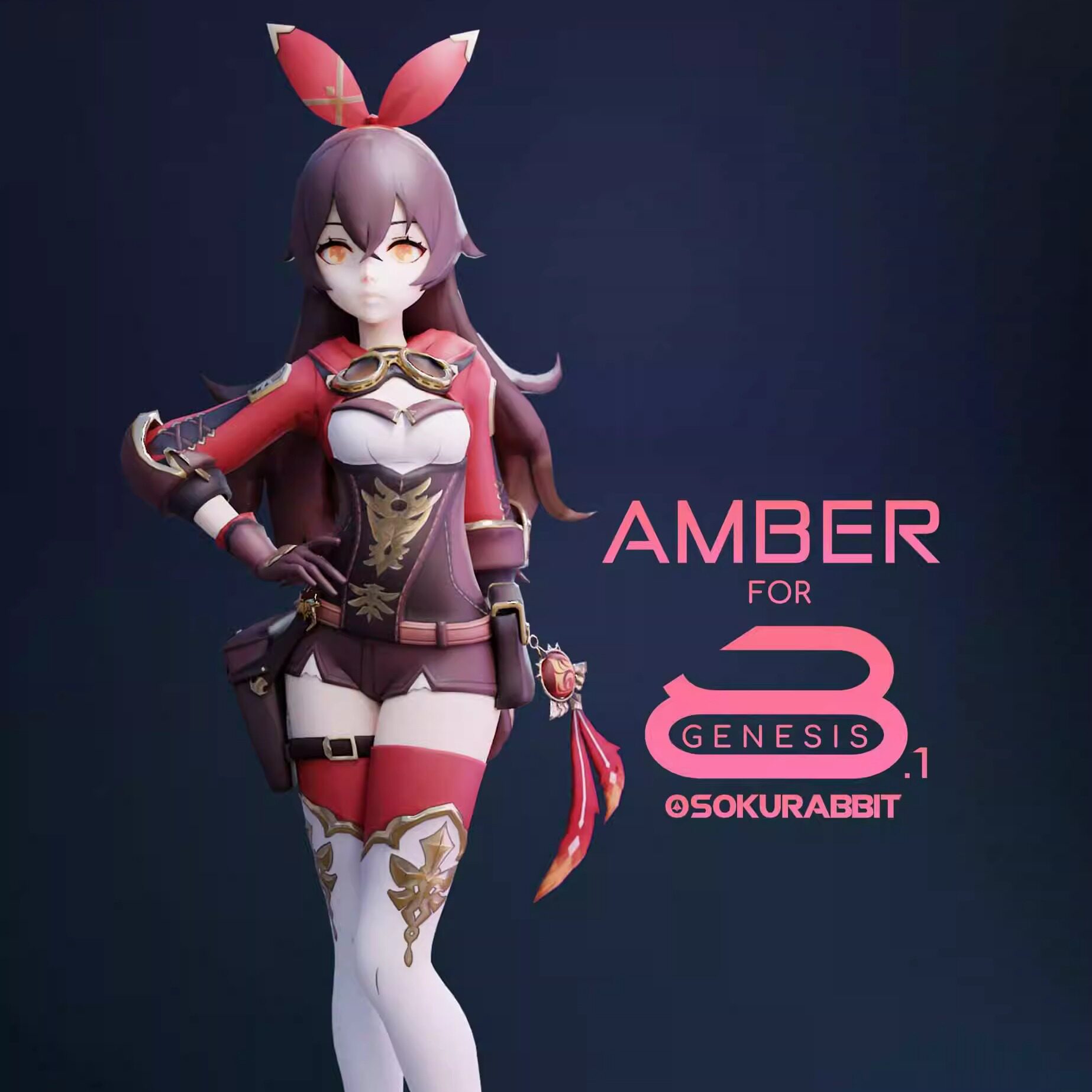 DAZ 资源GI-Amber For G8, G8.1卡通少女体型,发型,服装合集 非IM