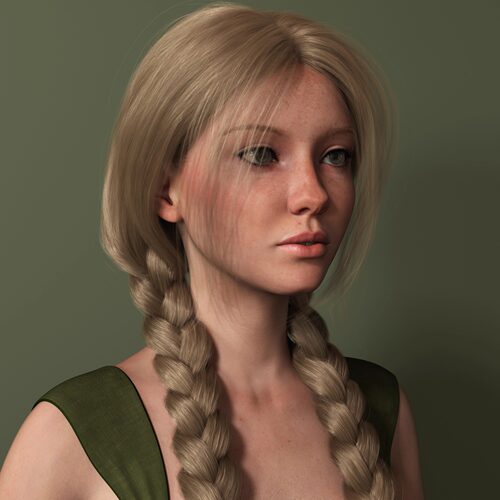daz模型 Long Braids Hair for G9 长发编辫子发型 [IM] 仅发型