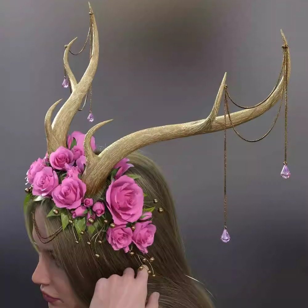 DAZ资源 Antler Headdress for G8,G8.1,G9 头部装饰品(仅饰品)IM