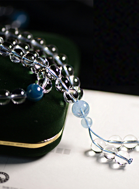 长链念珠天然白水晶原创设计清新