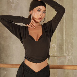 ZYM【质感代名词】上衣复古收腰设计感拉丁舞练功服宽袖子24079