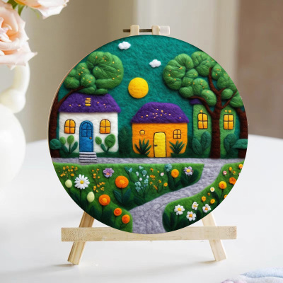 治愈童话小镇羊毛毡戳戳乐diy材料包自制礼物摆件简单居家解闷