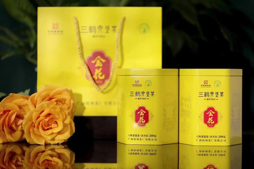 三鹤六堡茶金花2023特级200克2020年陈化黑茶广西特产