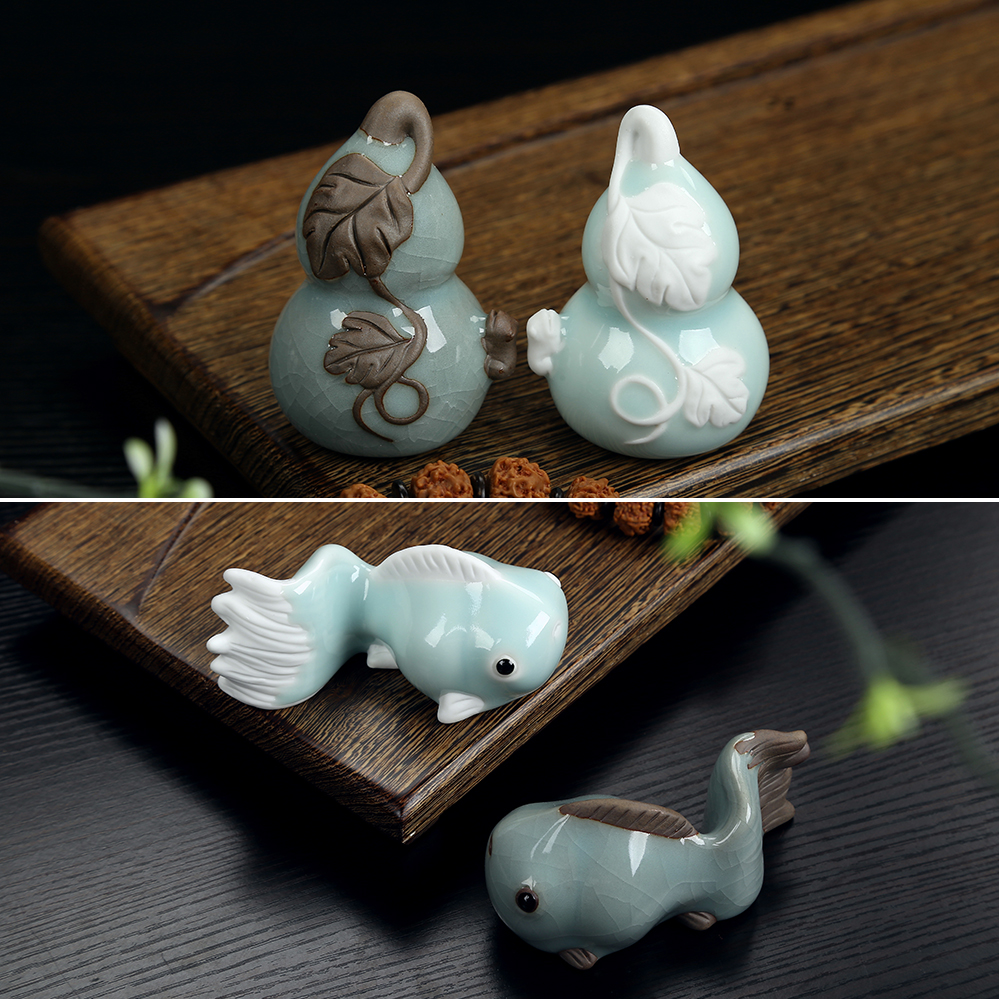 小饰品金鱼兔子葫芦可养茶宠摆件