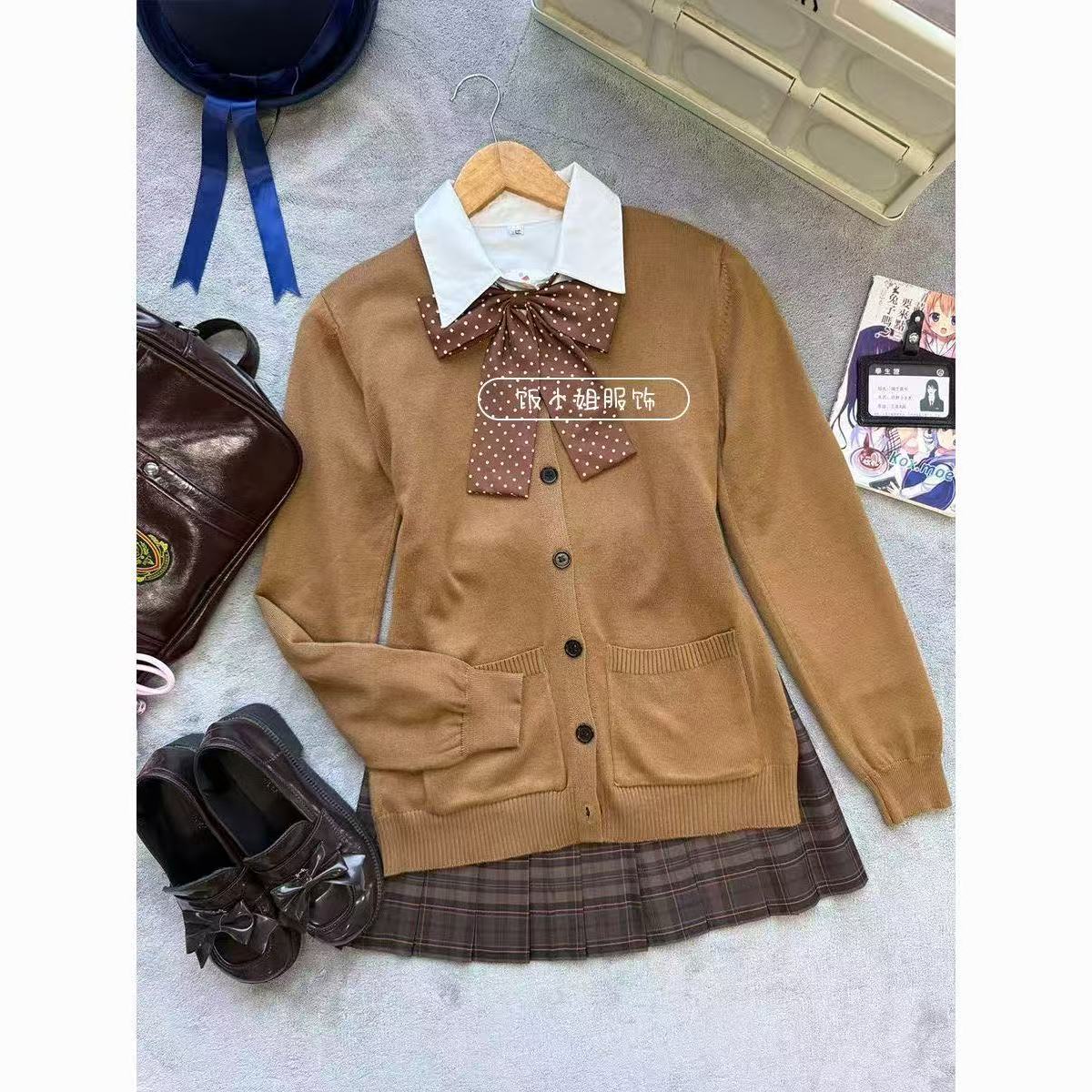 JK制服针织衫开衫外套学院风短裙