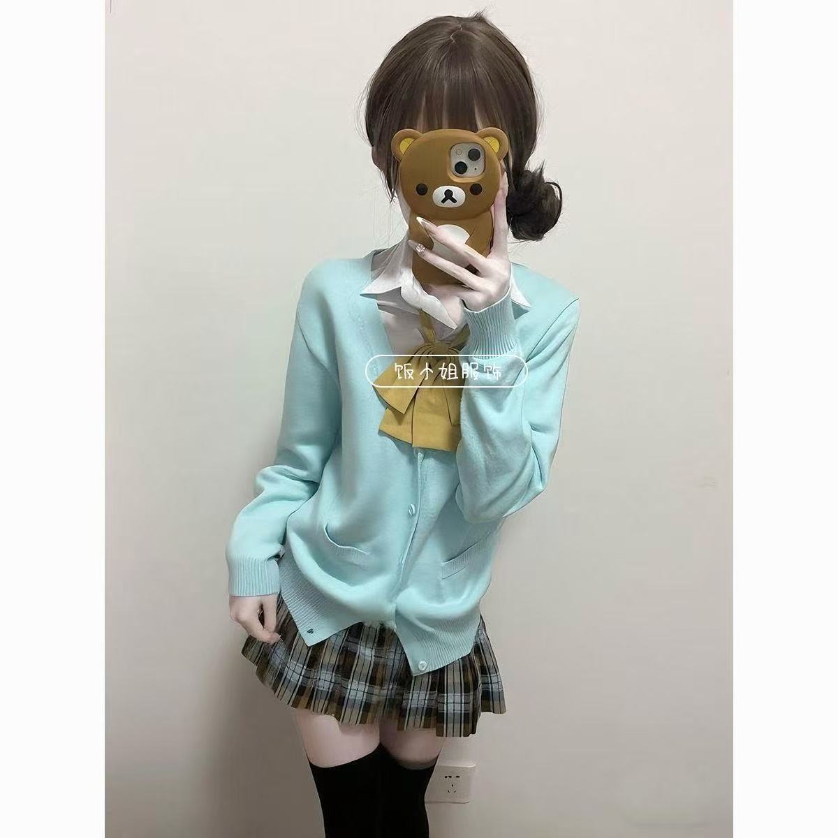 日系JK制服针织衫开衫外套套装