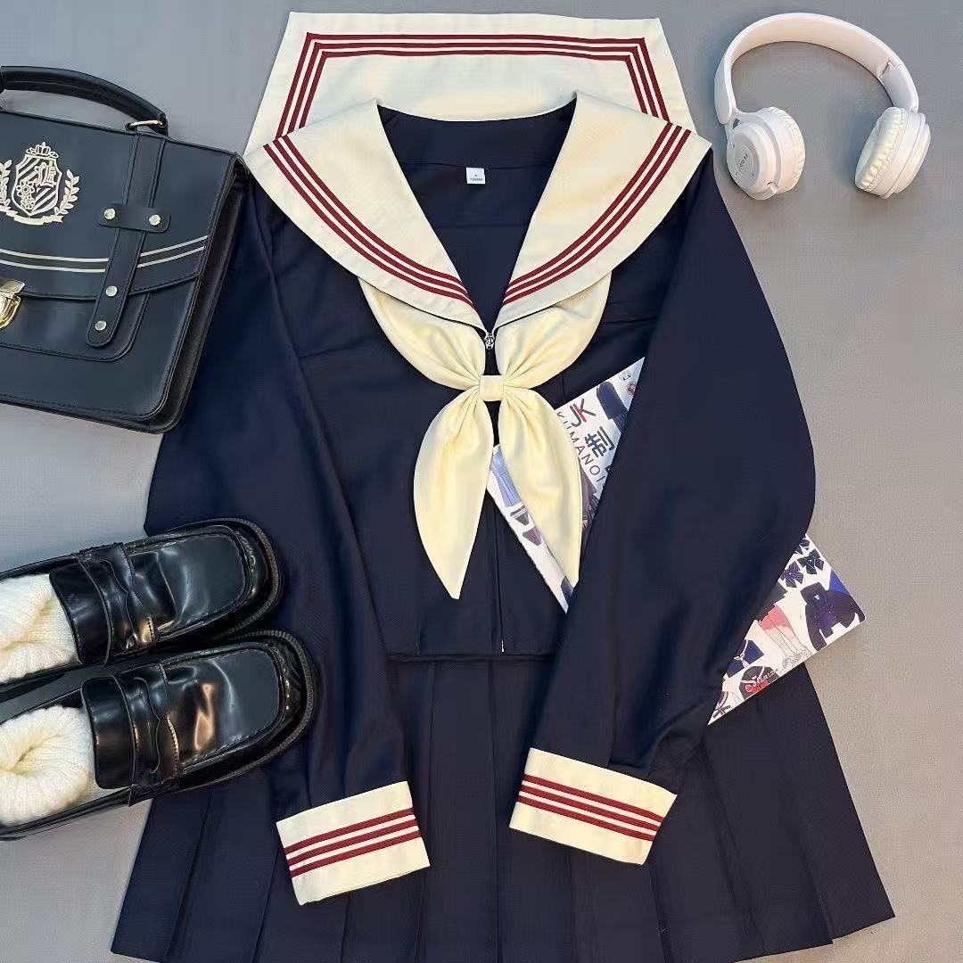 jk制服套装日系学院风绀色水手服