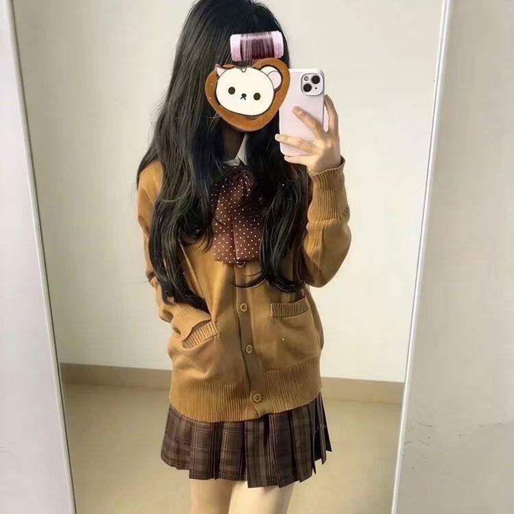 日系焦糖可颂JK制服开衫格裙学院