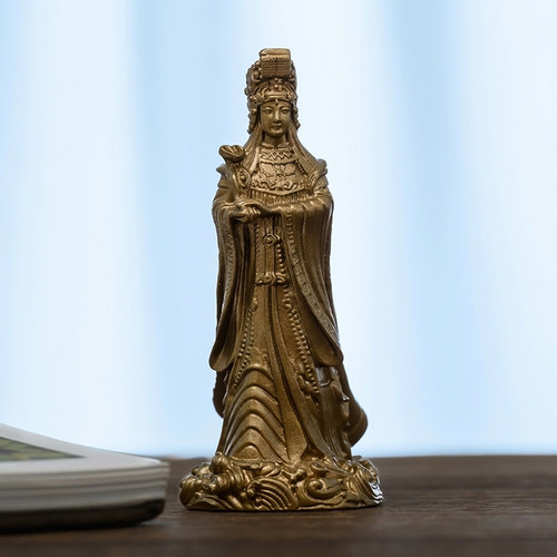 简修行黄铜妈祖娘娘摆件小随身佛