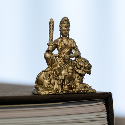 黄铜文殊菩萨佛像摆件迷你随身佛