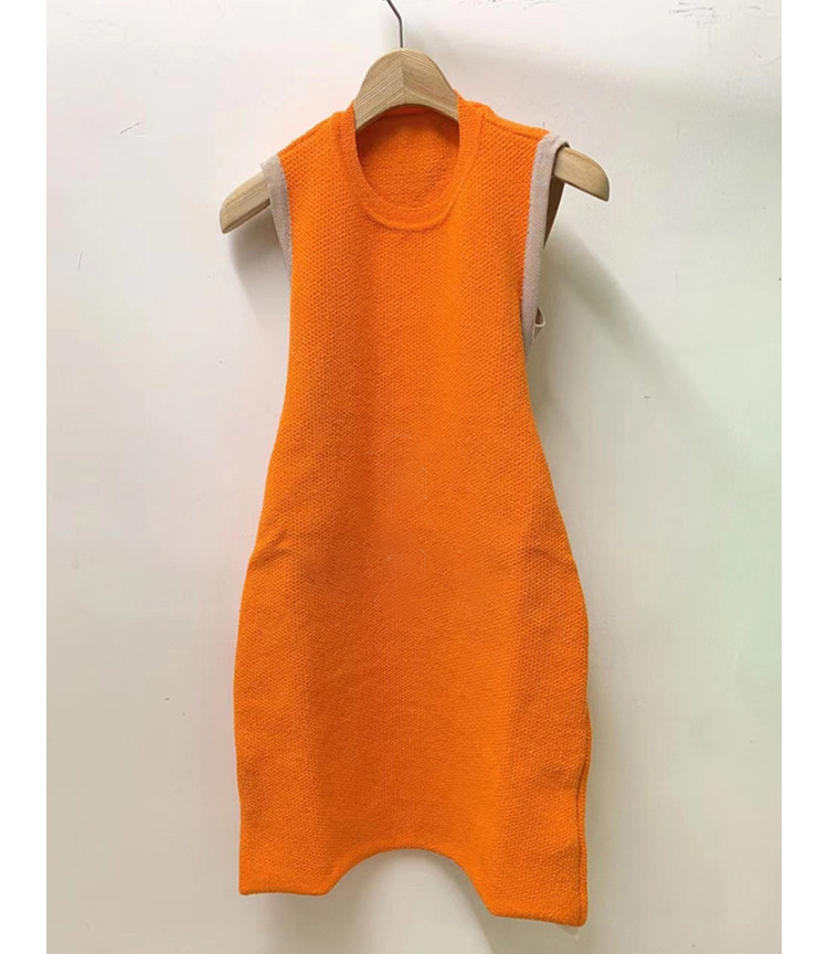 大王家橙色无袖连衣裙女2025夏季