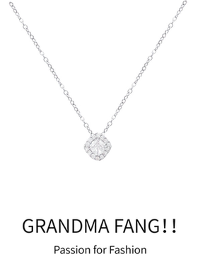 轻奢小众爆闪锆石吊坠方糖钛钢项链时尚气质高级感方锆锁骨链颈链