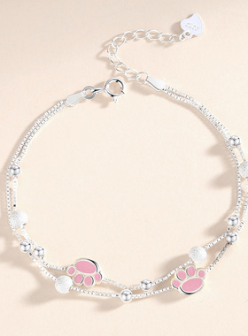 粉色猫爪手链小众独特设计闺蜜款