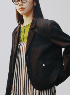 TK's IF【小春日和】高级金属丝短款圆口袋休闲西装