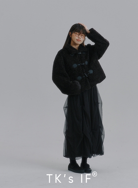 【野野市Nonoichi】日本进口短款立领牛角扣毛毛外套