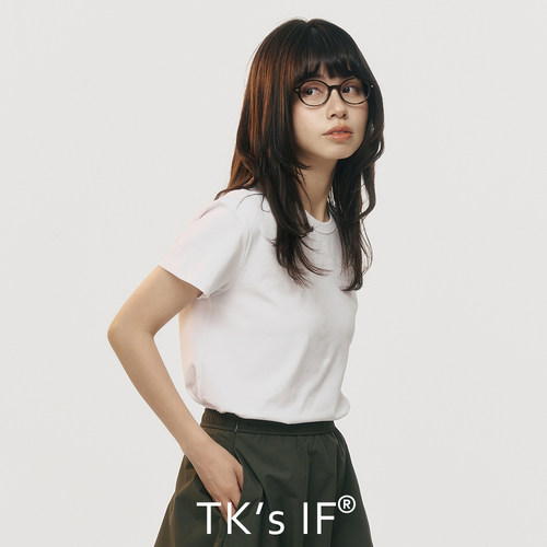 TK's IF【祇园】匹马棉珍珠粉养肤圆领T恤