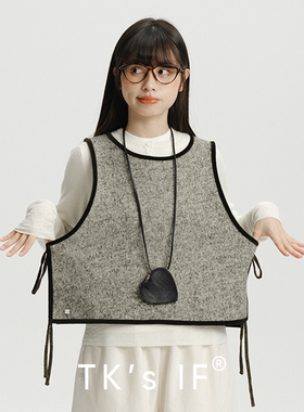 【青森】100羊毛两面穿短款两侧系绳马甲