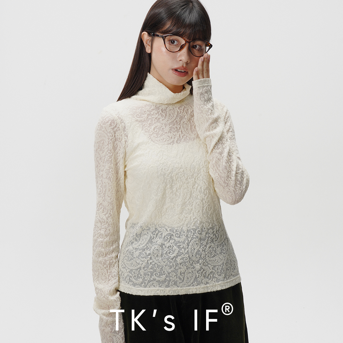 羊毛混纺针织提花腰果花打底上衣