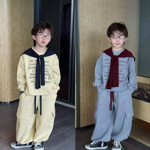 男童套装2025新款儿童秋装卫衣中大童秋季衣服帅气三件套春秋款潮