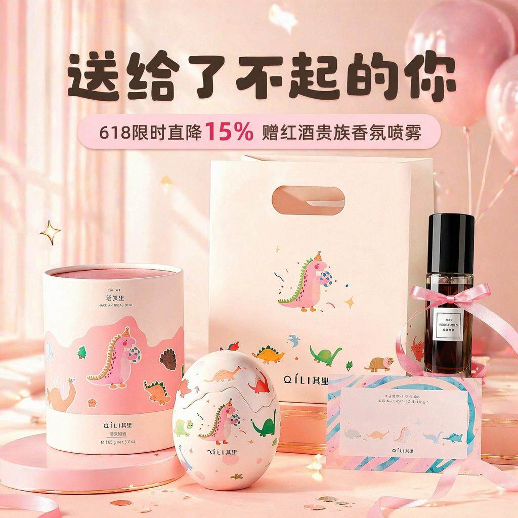 其里恐龙蛋香薰蜡烛室内持久香氛礼盒高级助眠安神生日创意礼物
