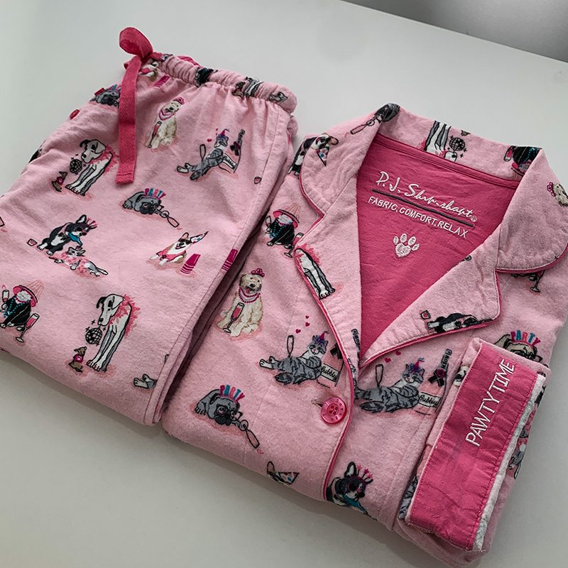 【少女粉小狗】纯棉磨毛睡衣女士家居服秋冬季长袖睡衣套装大码