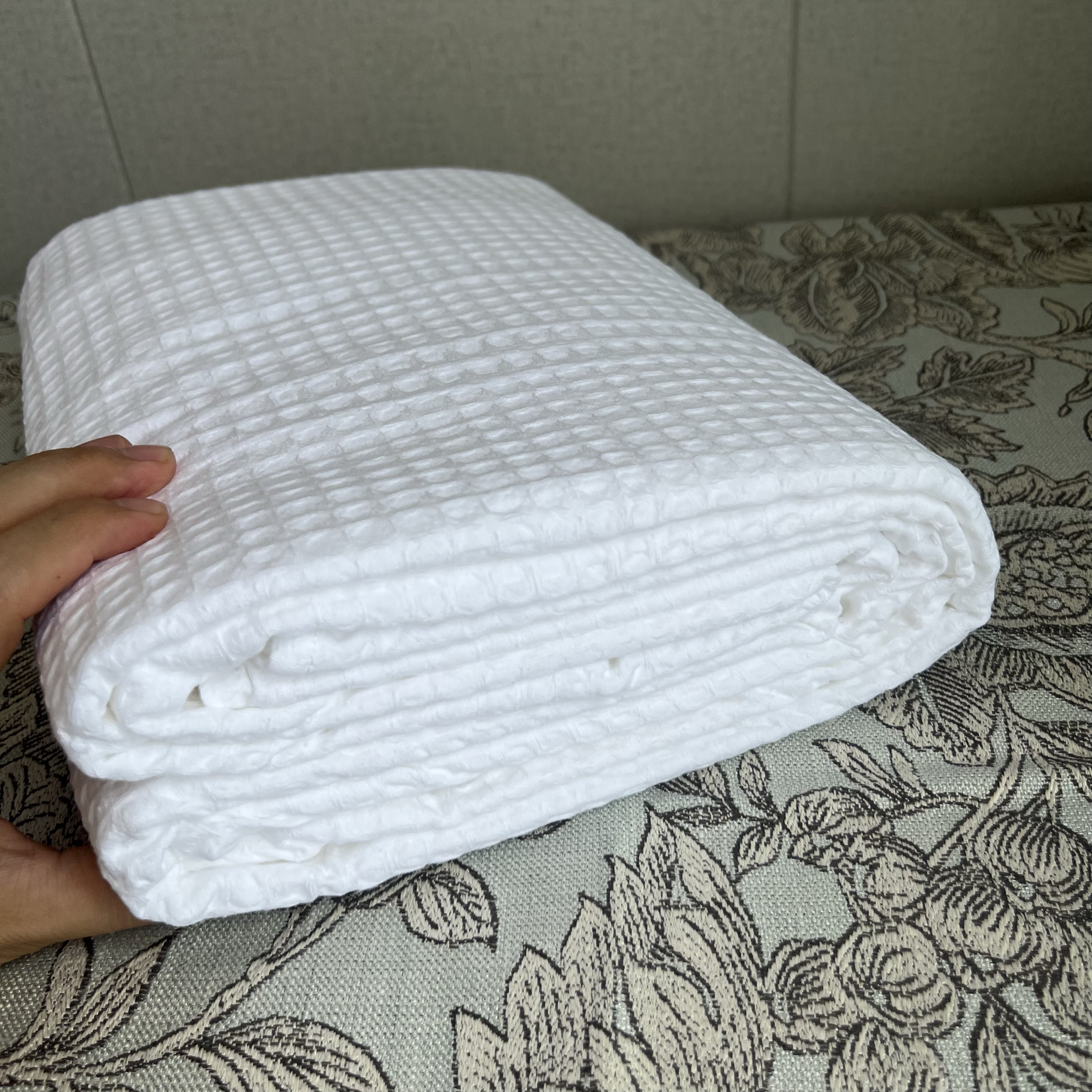 尾单处理！外贸全棉加厚蜂巢床单单件纯棉华夫格双人白色睡单清仓