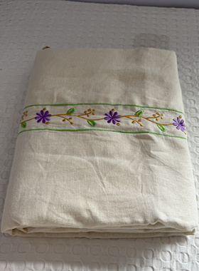 高货 重2.7斤！外贸绣花亚麻床单单件抗菌透气纯麻全麻双人床睡单