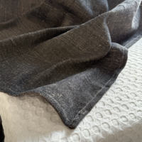 The dry spinning process is more primitive and rough! A thick rectangular tablecloth made of single-color woven linen for export thumbnail 3
