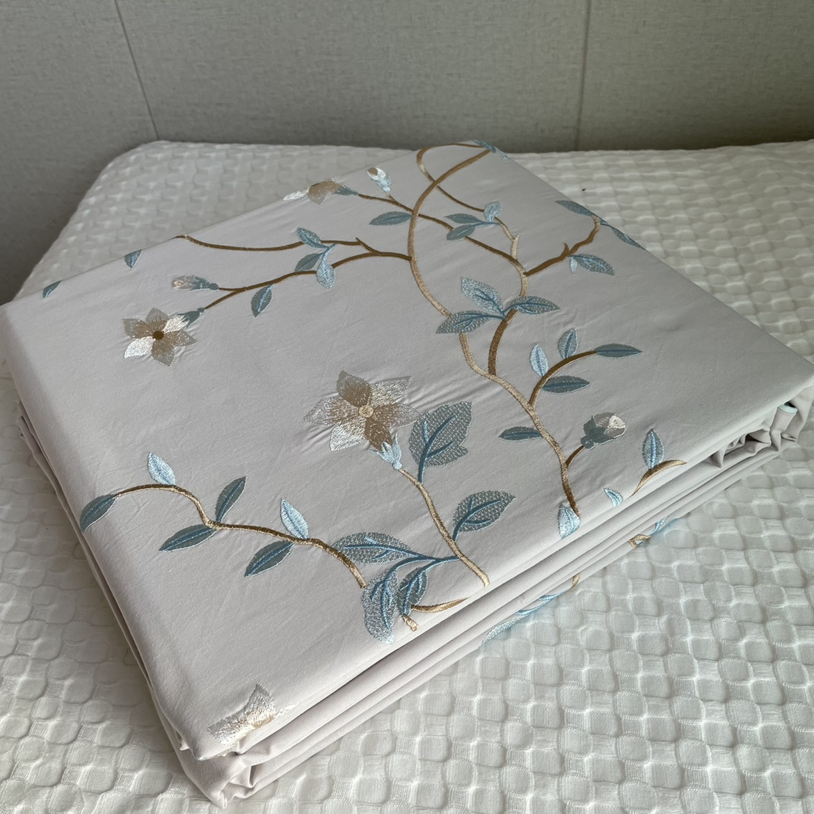 外贸绣花床单纯棉被套斜纹