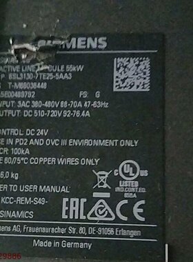 西门子55kw电源6sl31307te255aa3议价