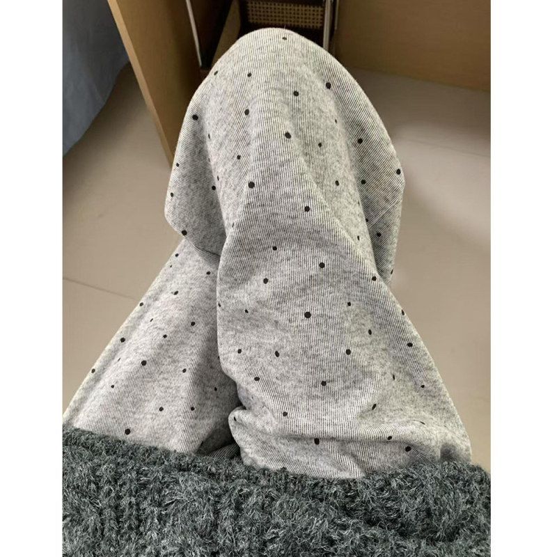 春夏秋季新款简约透气波点裤女士宽松百搭直筒裤休闲运动阔腿裤