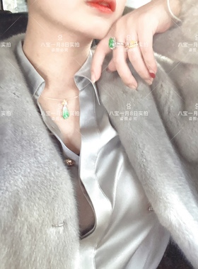 Dw早春新品 清冷气质灰色素绉缎金扣真丝衬衫通勤V领桑蚕丝衬衣女