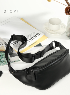 潮牌男士皮质休闲时尚胸包腰包简约轻便户外小背包男包单肩斜挎包