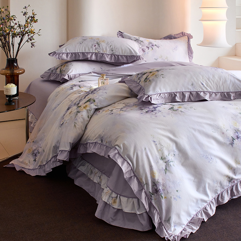 韩式全棉100%床裙四件套田园