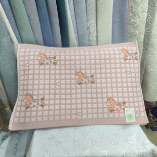 新款建斌大小手纯棉四层纱布精品提花中号枕巾经典宿舍家用一对