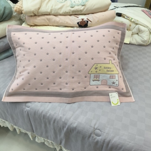 新款建斌纯棉四层纱布精品提花大枕巾卡通经典学生宿舍家用一对装