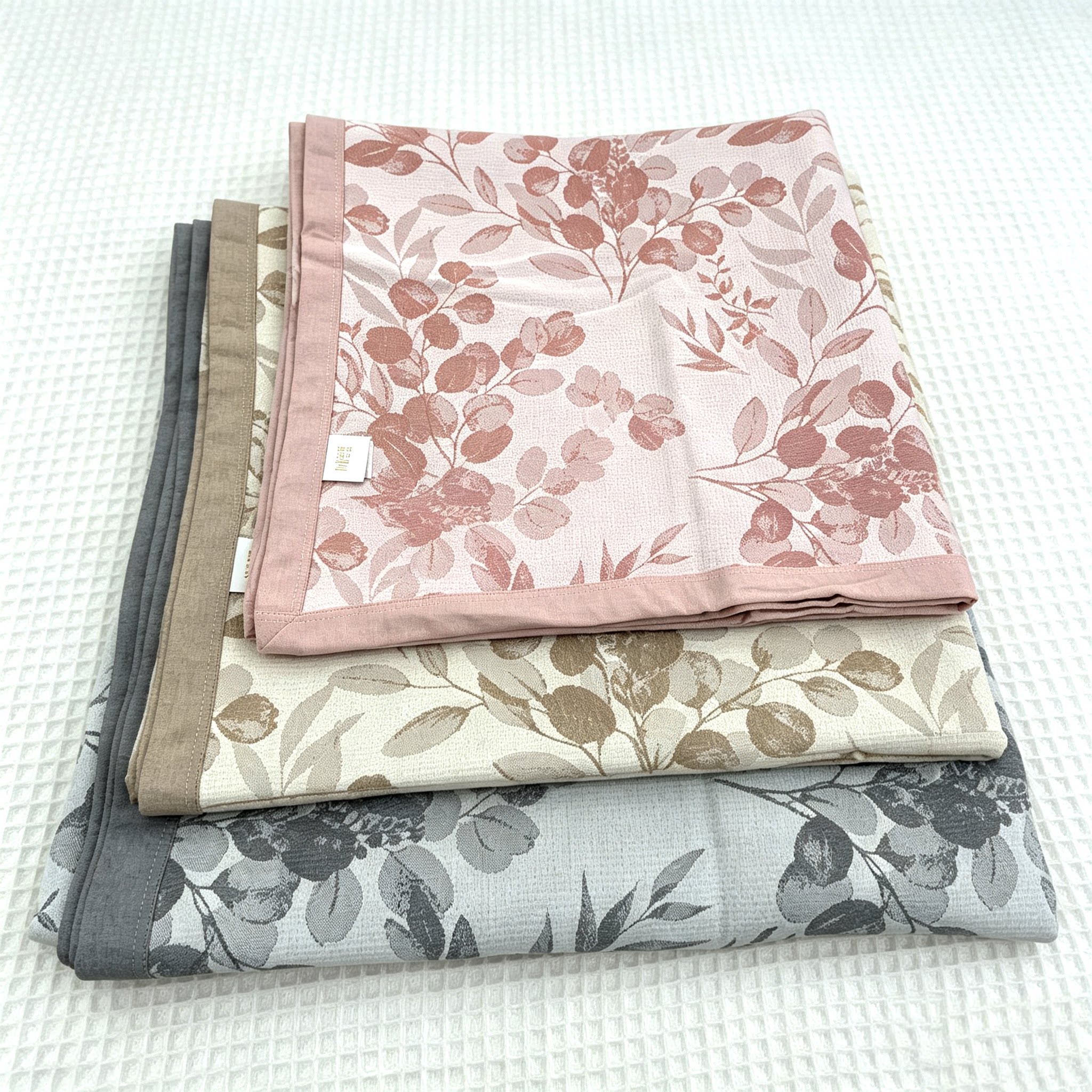 实体店沐瑟纯棉水洗四层纱布提花田园尤加利叶盖毯加大双人床盖