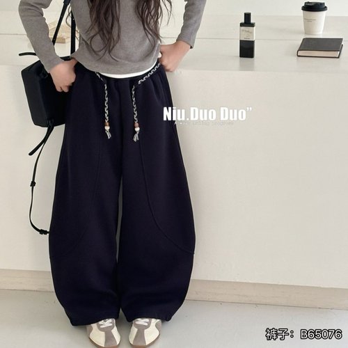 牛哆哆儿童弯刀裤2025冬男女童加绒针织裤青少年一体绒裤子65076