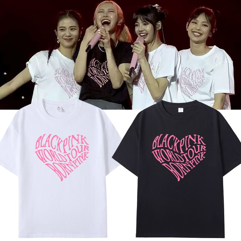BLACKPINK亚巡BORN PINK演唱会2025周边同款rose纯棉短袖T恤衣服